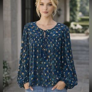 THE ODELLS Anthropologie Aqua Marine Bethany Top Size 3X 36285